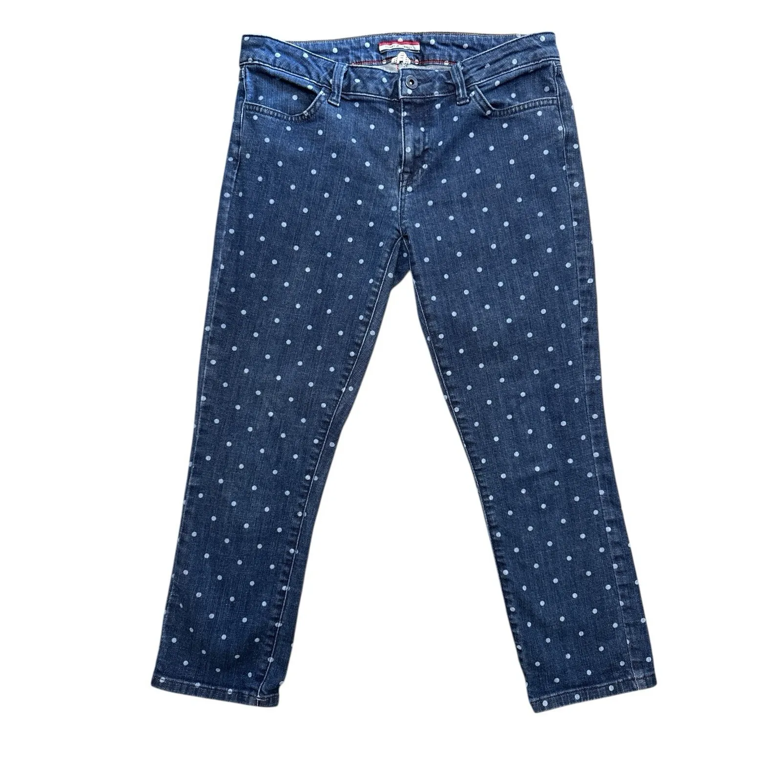 Tommy Hilfiger Jeans Women's Size 4 Blue Polka Dot Denim Cropped Skinny Stretch - Image 2