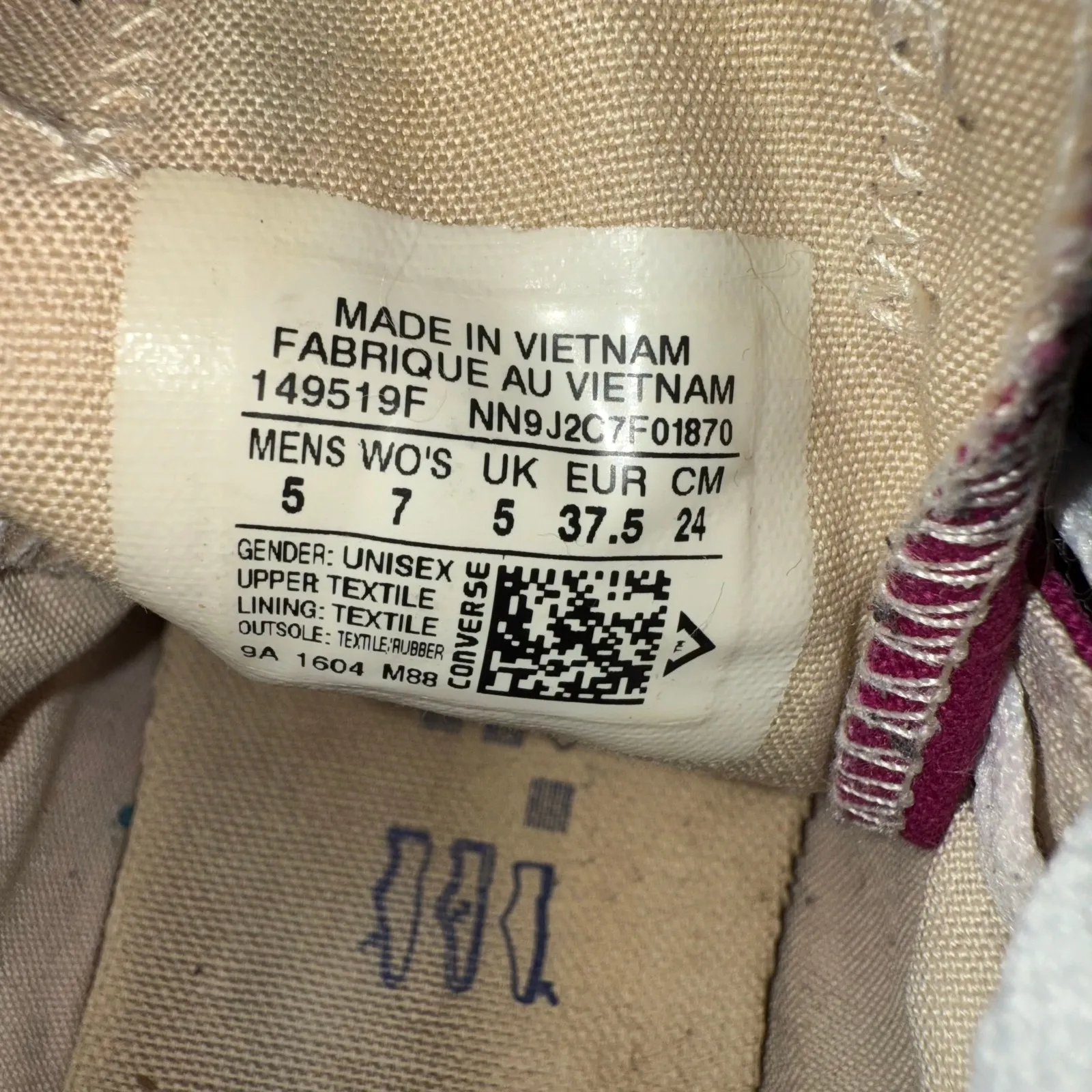 Converse All Star Pink Magenta White Chuck Taylor Paper Low Top Shoes size 7 - Image 10