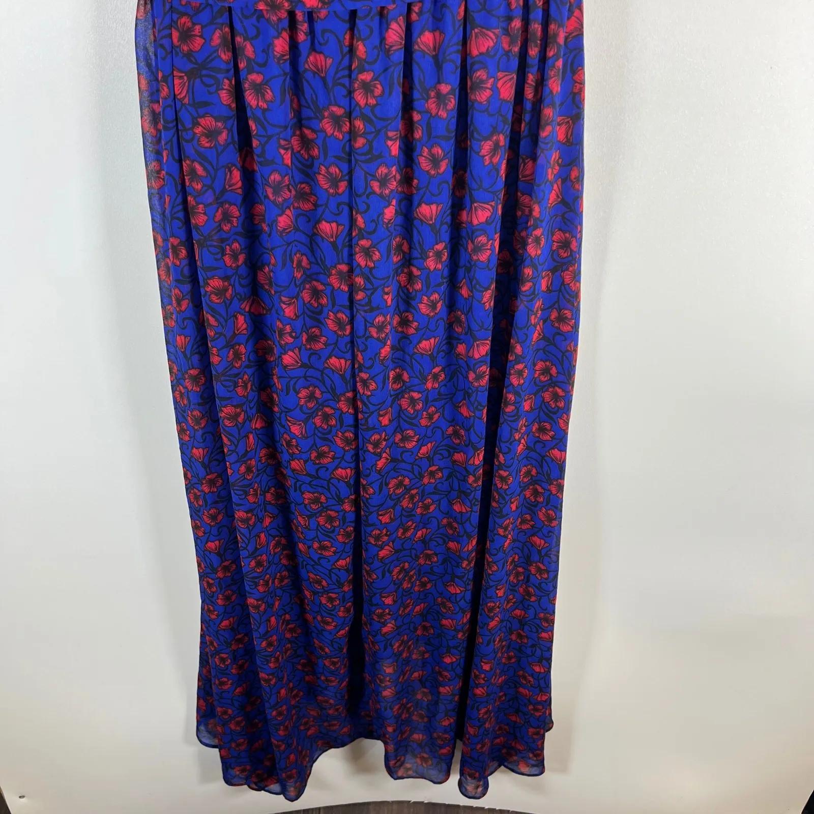 Disney Snow White Floral Wrap Maxi Dress Blue Red Puff Sleeve Size L fantasy - Image 10