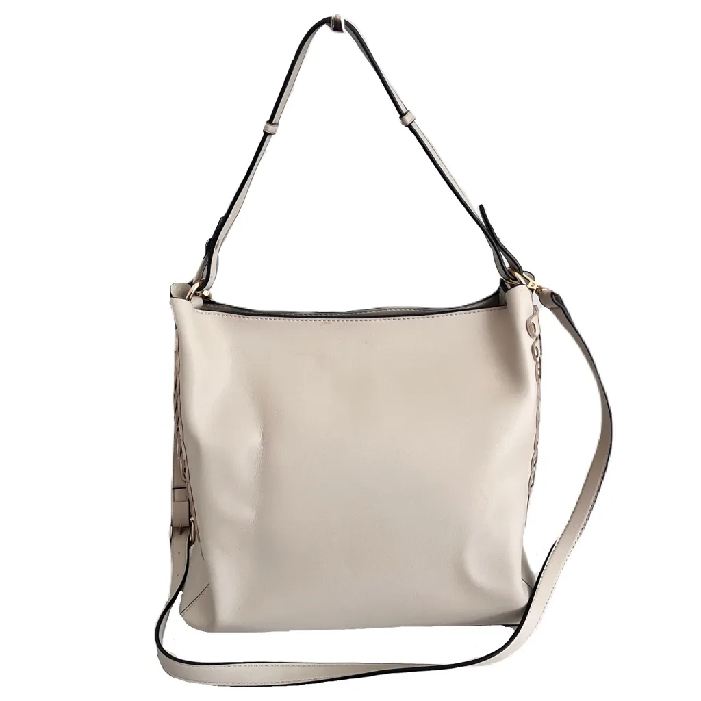 Melie Bianco Ivory Vegan Leather Convertible Crossbody Shoulder Bag - Image 3