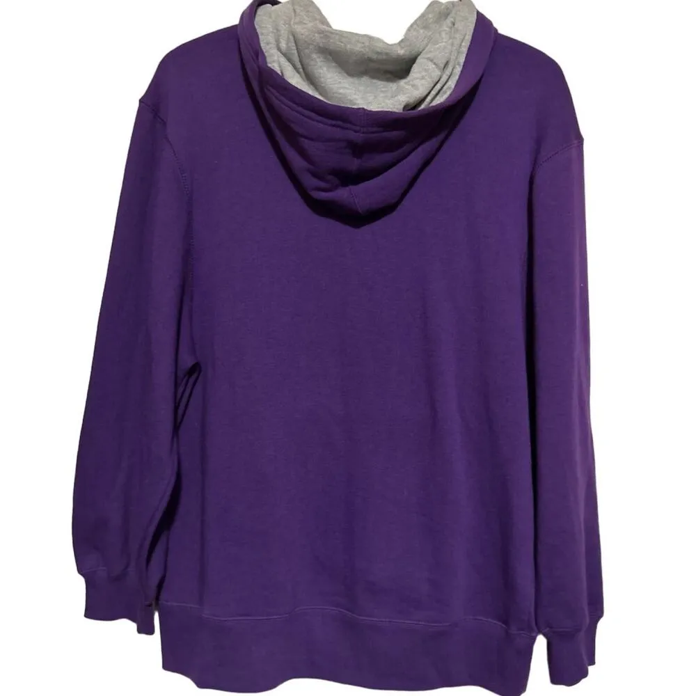 Champion Women's Purple Hoodie Stitched on Letters Gray Inside‎ Hood Size XL - Image 2