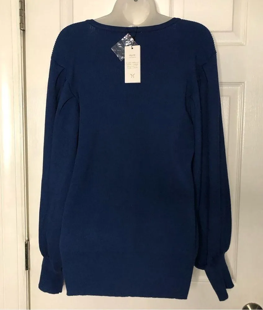City Chic new with tags blue pullover scoop neck oversized sweater medium 8 10 - Image 2