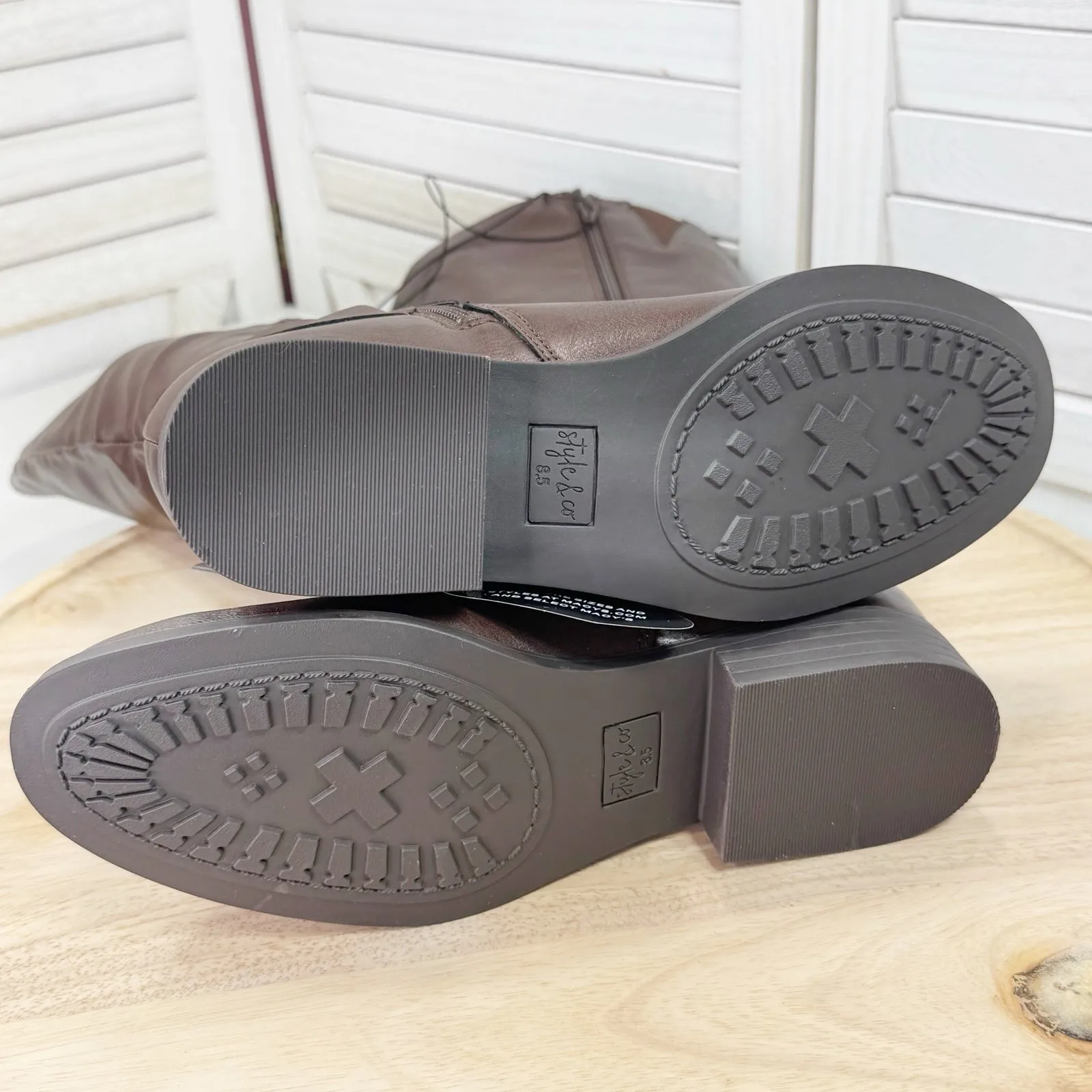 Style & Co Maliaa Buckled Knee High Equestrian Riding Boots Brown 8.5 - Image 9