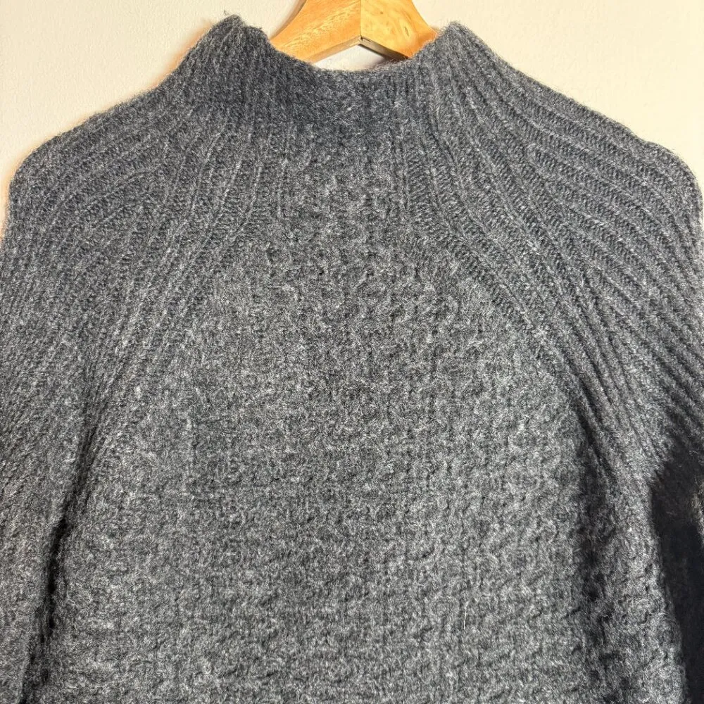 Anthropologie Bia Mock Neck Alpaca Chunky Knit Sweater Pullover Women's XS Gray - Image 11
