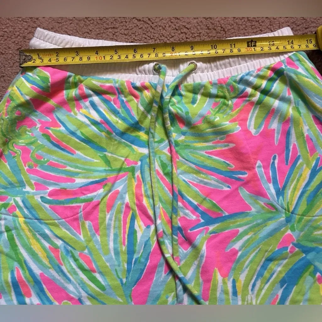 LILLY PULITZER S Zia Mini Skirt Royal Lime Print Tiki Pink Pockets French Terry - Image 3