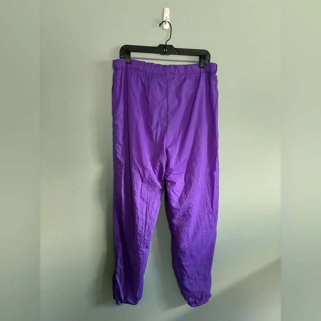 VTG Nike Women’s Purple Track Swooshy Side Zip Pants Jogger Sz L - Image 4