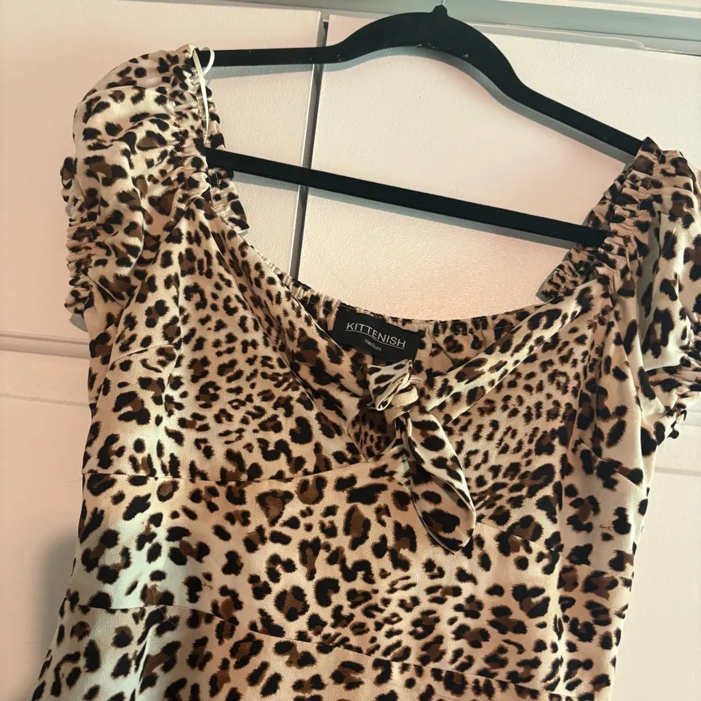 Kittenish Animal Print Tie Front‎ Dress Size Medium - Image 3