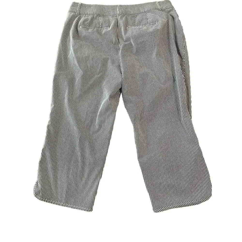 Lane Bryant The Allie SZ 18 Pants Pinstripe Capris Crop Ankle Blue/Gray‎ & White - Image 2