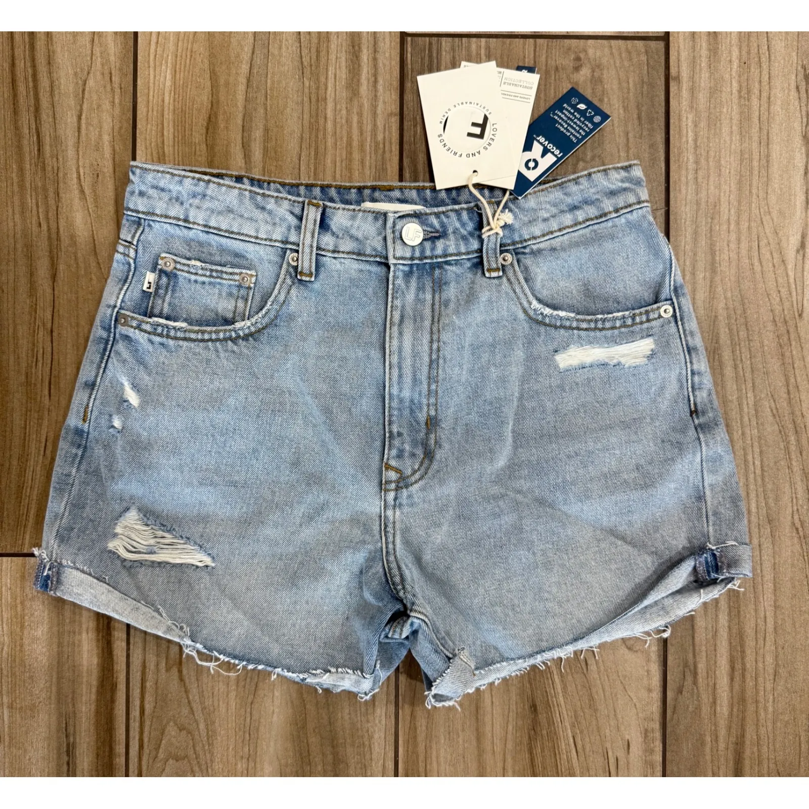 NWT Lover and Friends Jamie High Rise Cuffed‎ Denim Jean Shorts Sz 28 $138 - Image 4