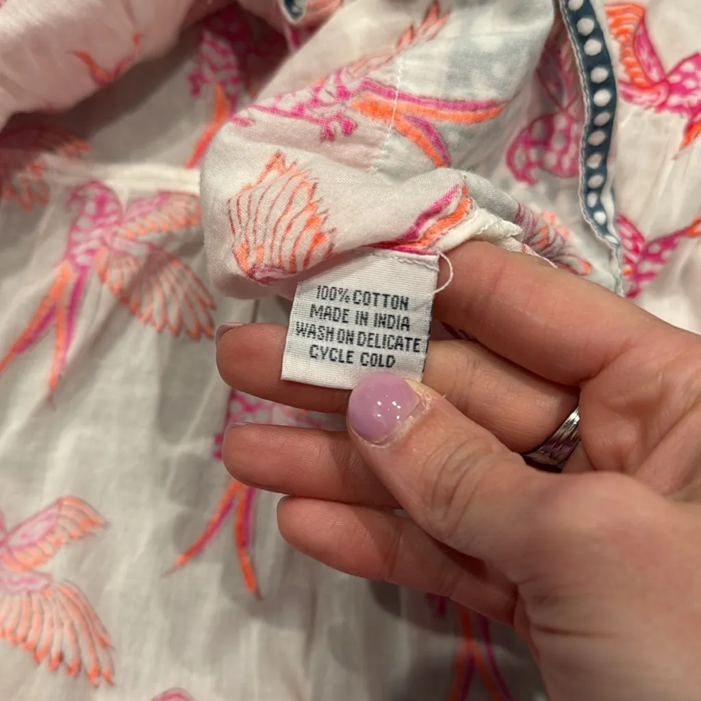 SZ Blockprint Dress Coverup Hummingbird Print Blue
Bright Pink White Neon Parrot - Image 7