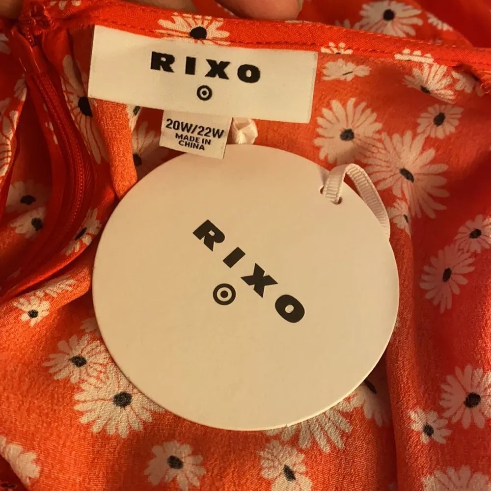 Rixo X Target Woman's Plus 20W/22W Red Floral Puff Sleeve Mini Dress - Image 5