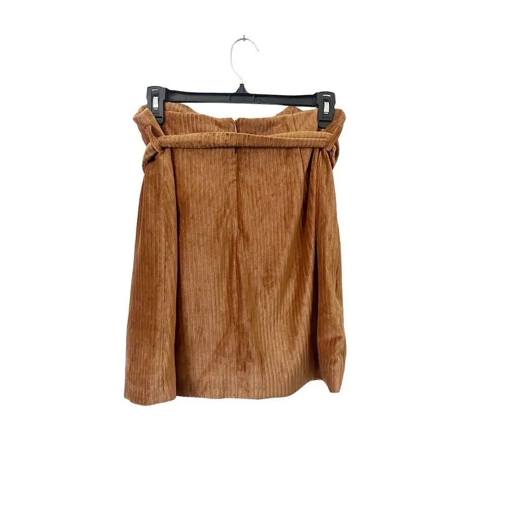 Moon River Light Brown‎ Ribbed Mini Skirt - Image 2