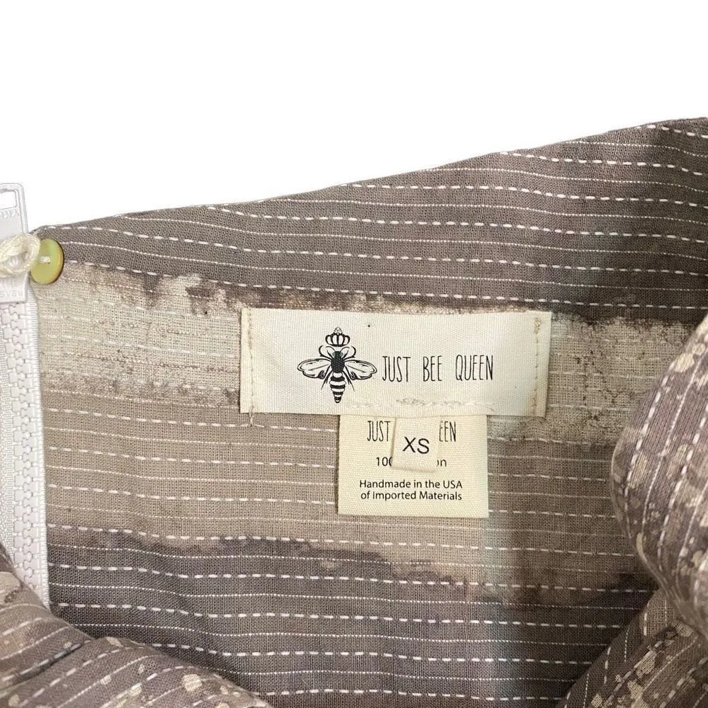 Just Bee Queen Sol Crop Top One Shoulder Printed Top‎ Taupe Size XS Gray - Image 3