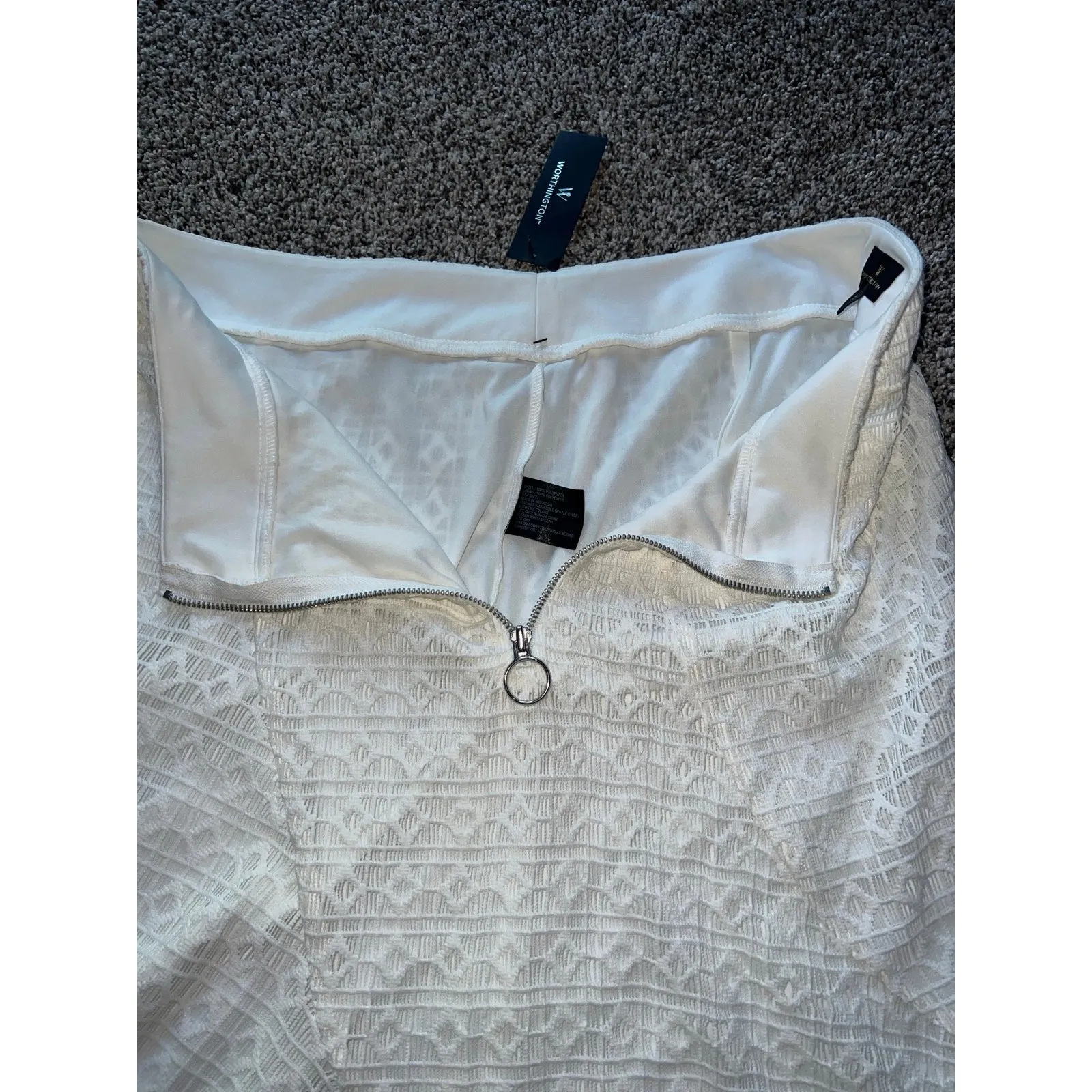 NWT Worthington Women's White Lace A-line Front‎ Zipper  Skirt size 14 - Image 6