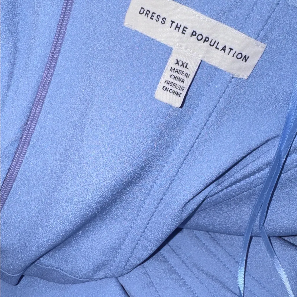 New Dress The Population Melania Off-The-Shoulder sky blue Gown sz XXL - Image 5