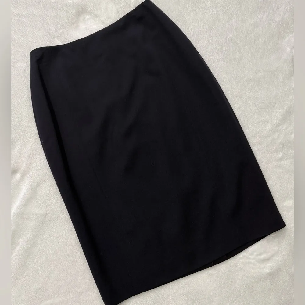 Jos. A. Bank Wool Blue Pencil Skirt with Slit for Work - Image 2