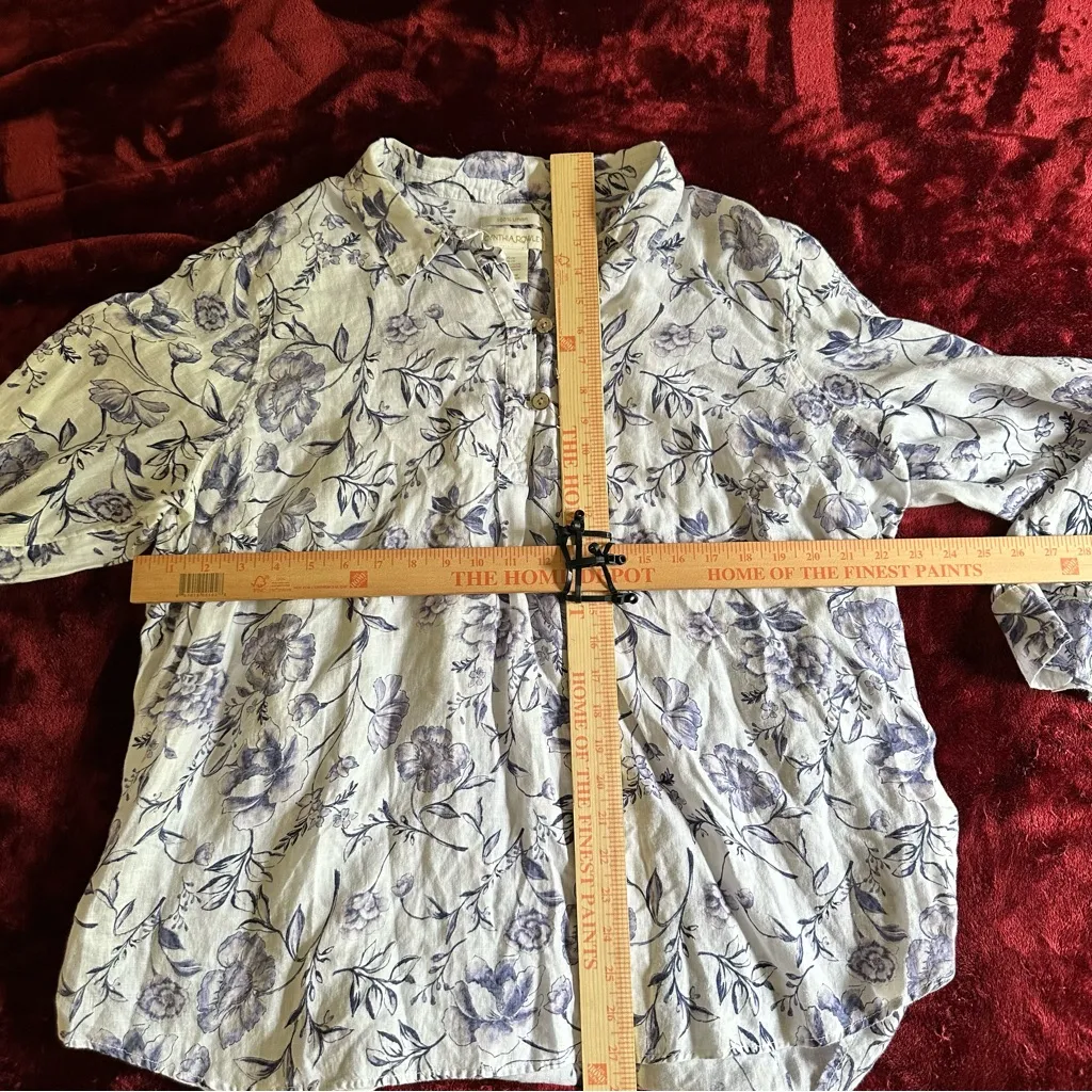Cynthia Rowley Linen Lavender Floral Button Down Shirt 2X - Image 8
