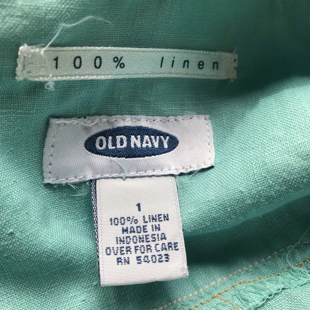 Old Navy 100% Linen Mint Green Embellished Beaded Dress Juniors Size 1 - Image 5