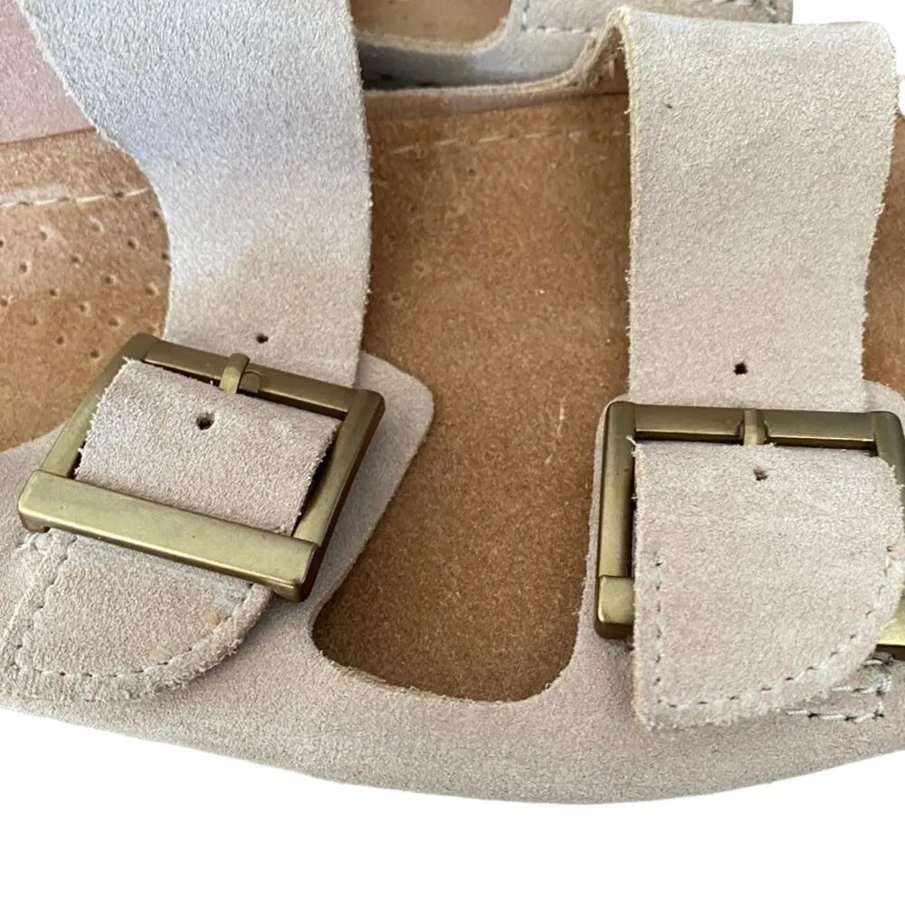 Clarks Leather Suede Double Buckle Slide Tan Sandals size 10 no box - Image 4