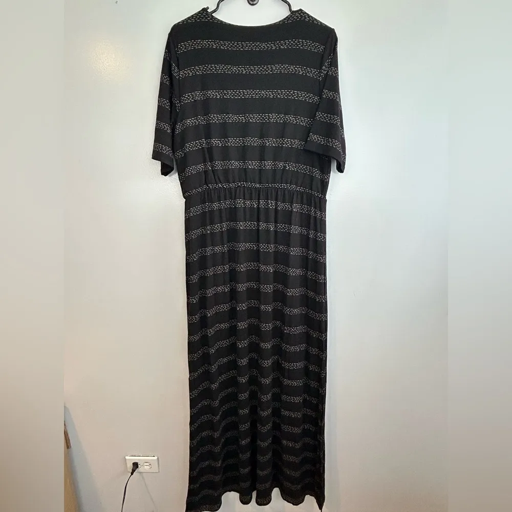 NWT Soma Soft Jersey Short Elbow Sleeve Sashiko Striped Maxi Dress Size Large - Image 9