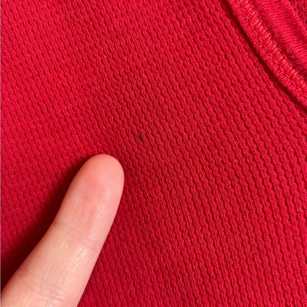 PINK Victoria's Secret Woman's Henley Y2K Red Hooded Sleep Shirt Size Large - Image 5