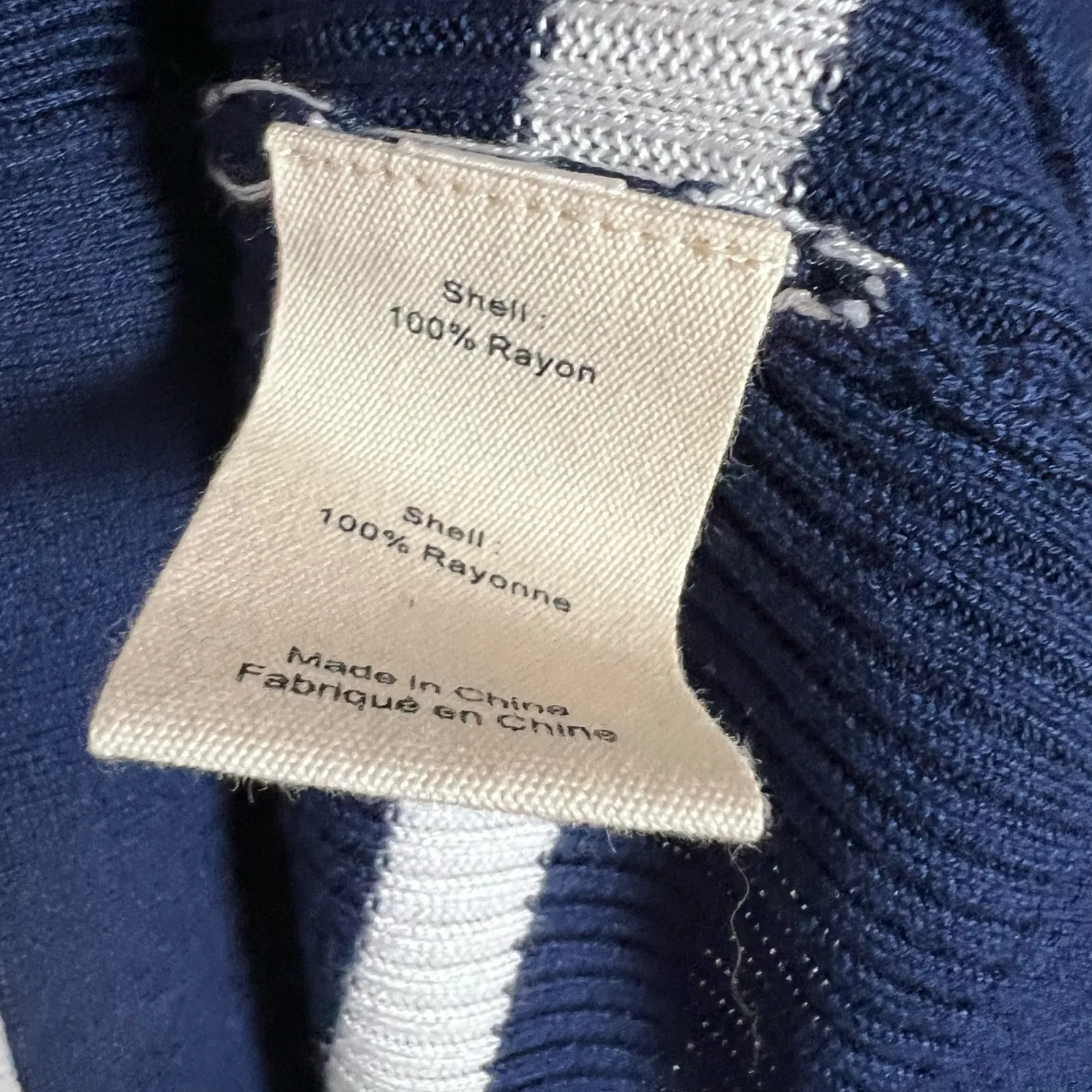 L’Agence Korin Blue White Striped Ribbed Button Front Cardigan Oversized Sweater - Image 9