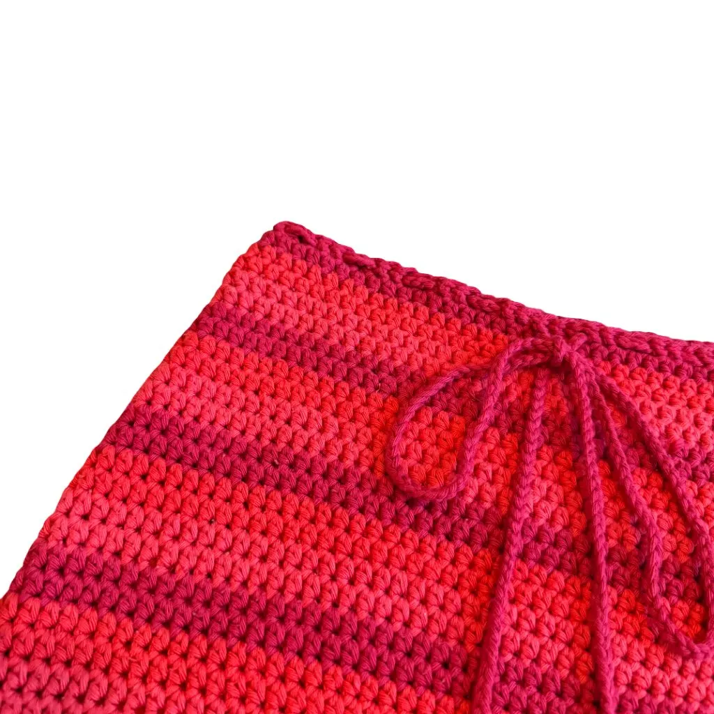 Handmade Crochet Pull-On Mini Skirt Stripe Red Bodycon Fitted Size XS Women's - Image 3
