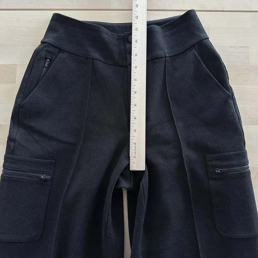 Athleta Pants Women 2 Black High Rise Wide Leg Cargo Venice Heather Gray Stretch - Image 8