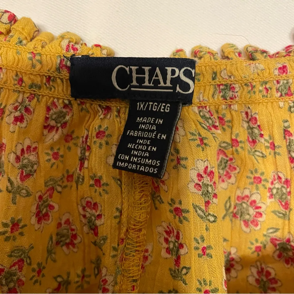 Chaps Women Off The Shoulder Top Floral Print Blouse 1X 3/4 Sleeve Boho Bodycon - Image 3