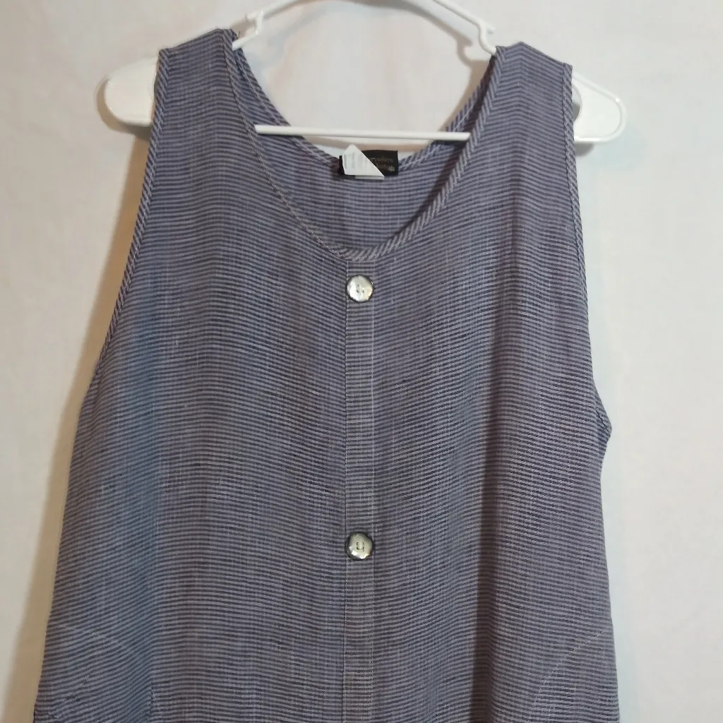 Liz & Jane Natural Linen Stripe Sleeveless Button - Image 2
