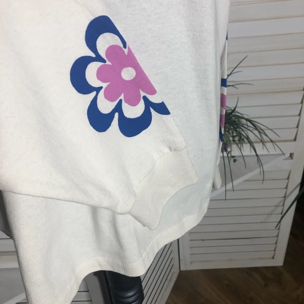 Urban Outfitters Y2K Sweatshirt Life Advice Oversized Tee Floral Graphic Cream M - Image 9