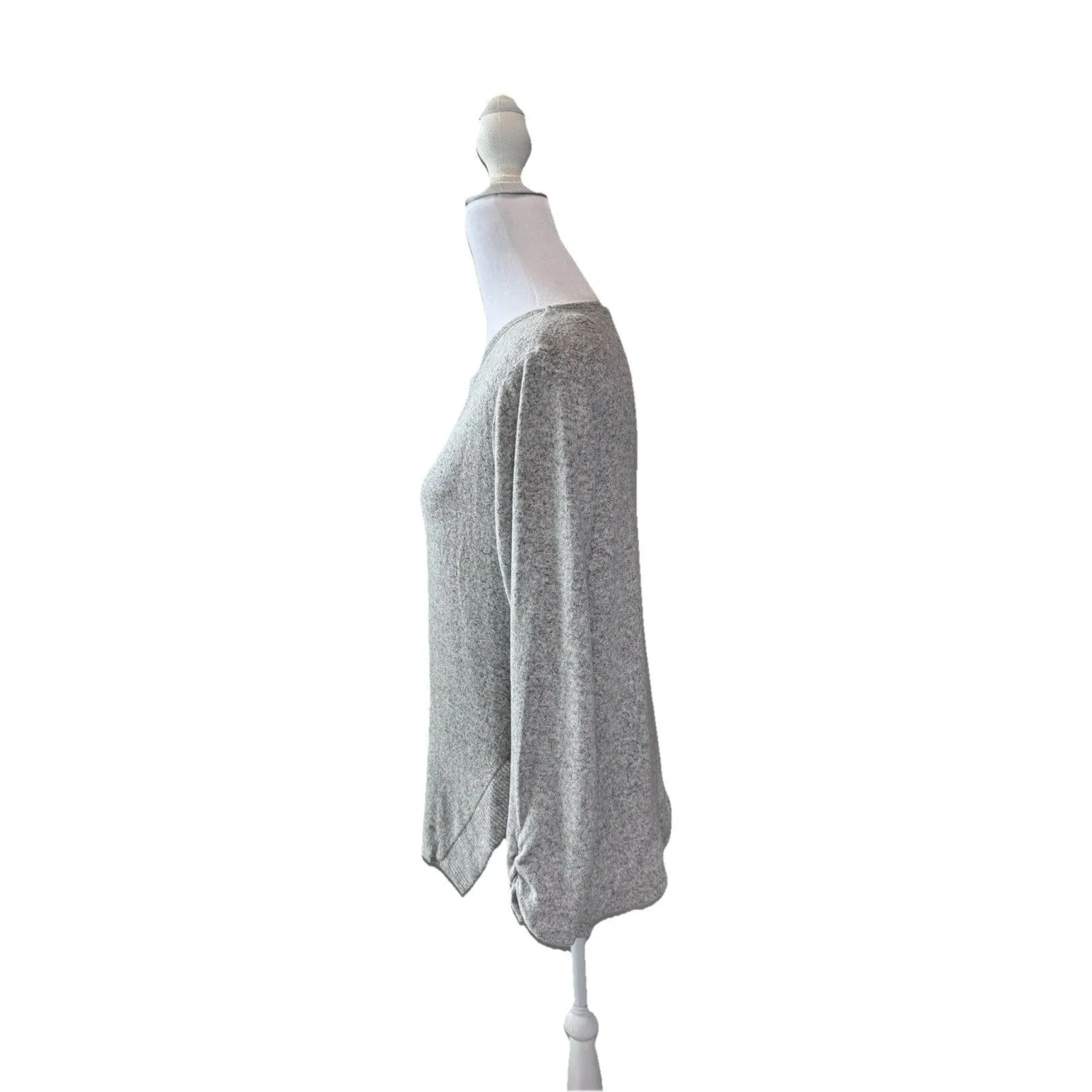 Petite Apt. 9 Sweater Gray Size PM Fuzzy High-Low Tunic New Women’s Long Sleeve - Image 3