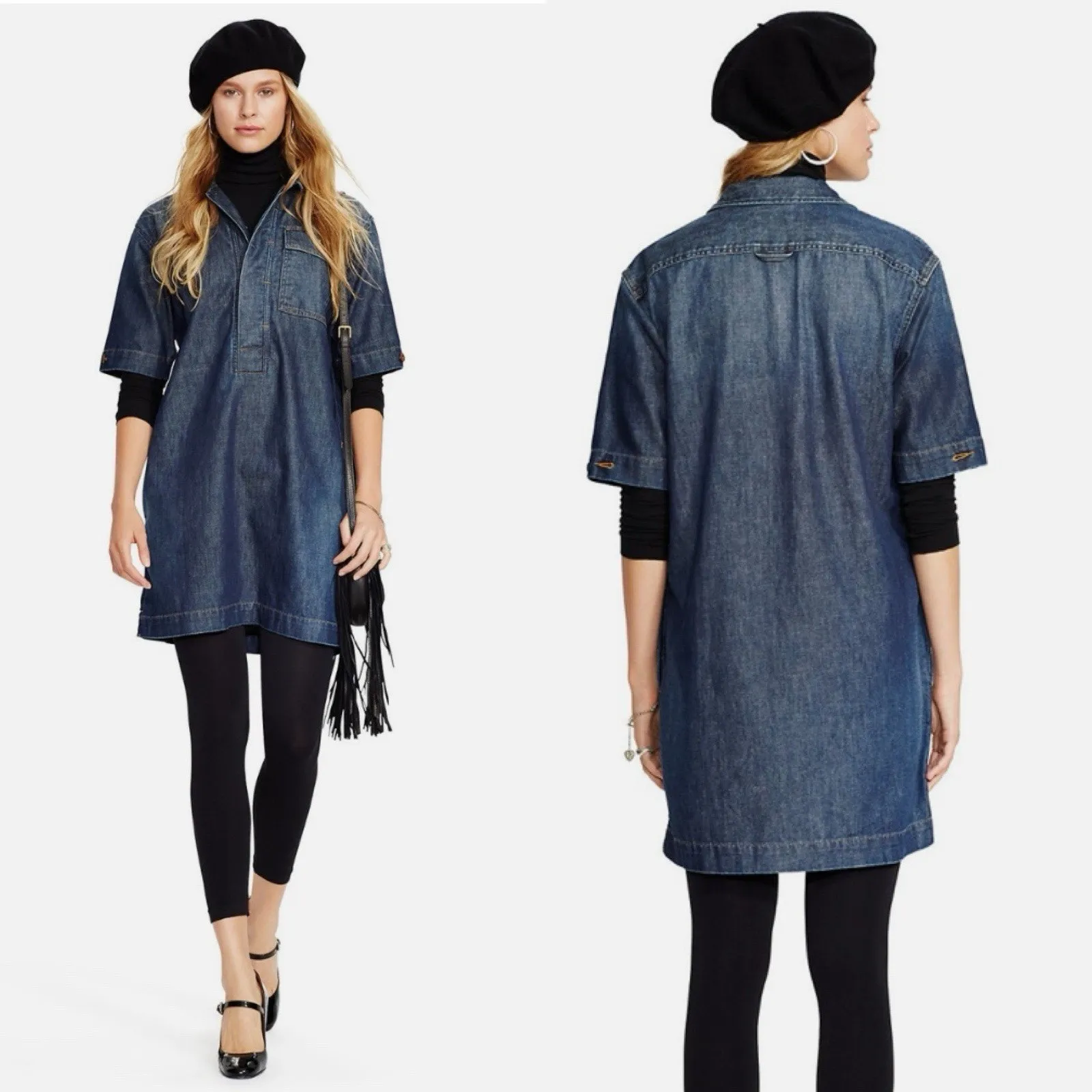 Polo Ralph Lauren Hanna Wash Denim shirt dress Sz Small preppy tunic old money - Image 2