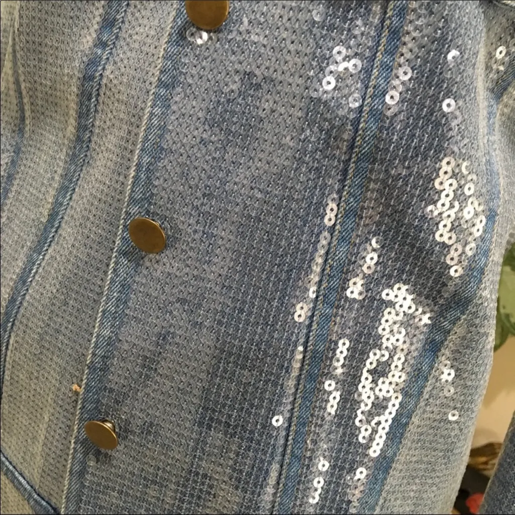 HONEY PUNCH DENIM DISTRESSED SEQUIN JACKET - Image 8