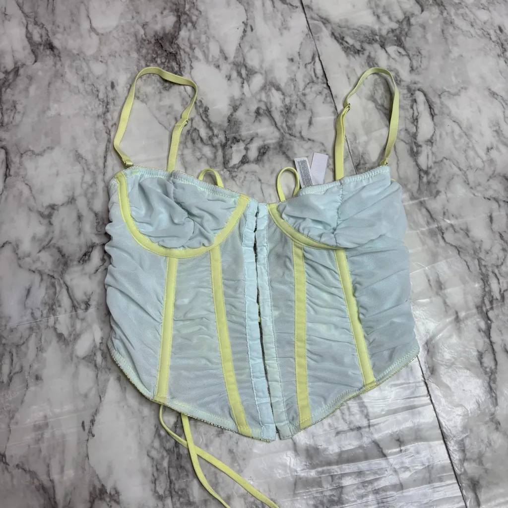 Urban outfitters out from under UO Modern Love Ruched Pastel Corset blue small - Image 3