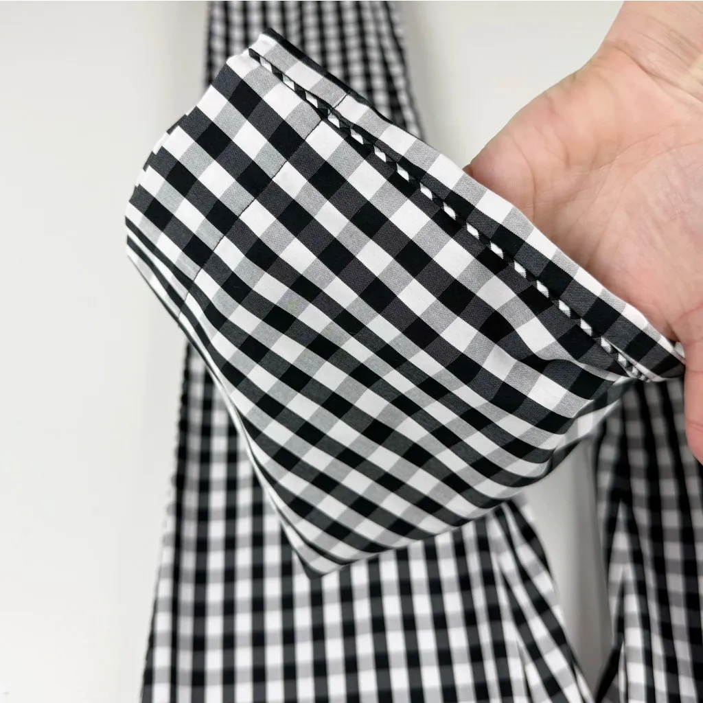 Lafayette 148 NY Manhattan Gingham Pants Black White 6 - Image 5