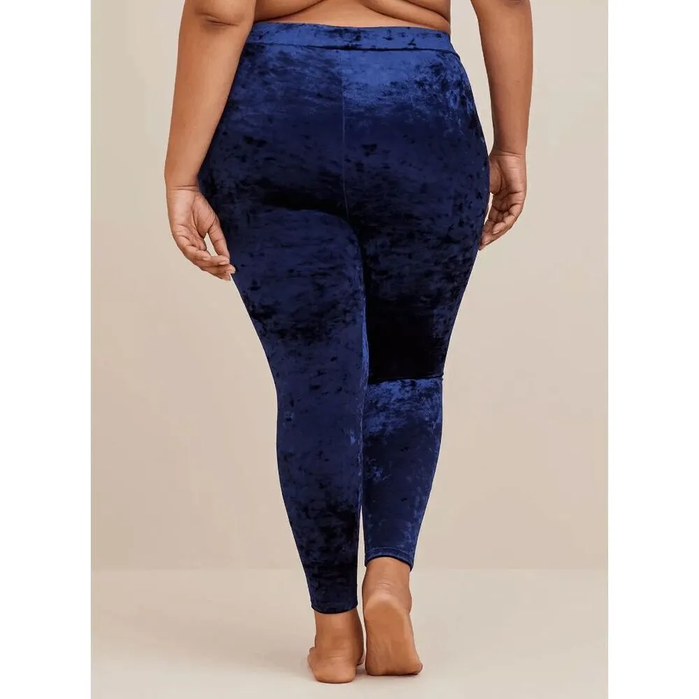 Torrid Navy Blue Crushed Velvet Signature Waist Leggings 2X NWT - Image 10