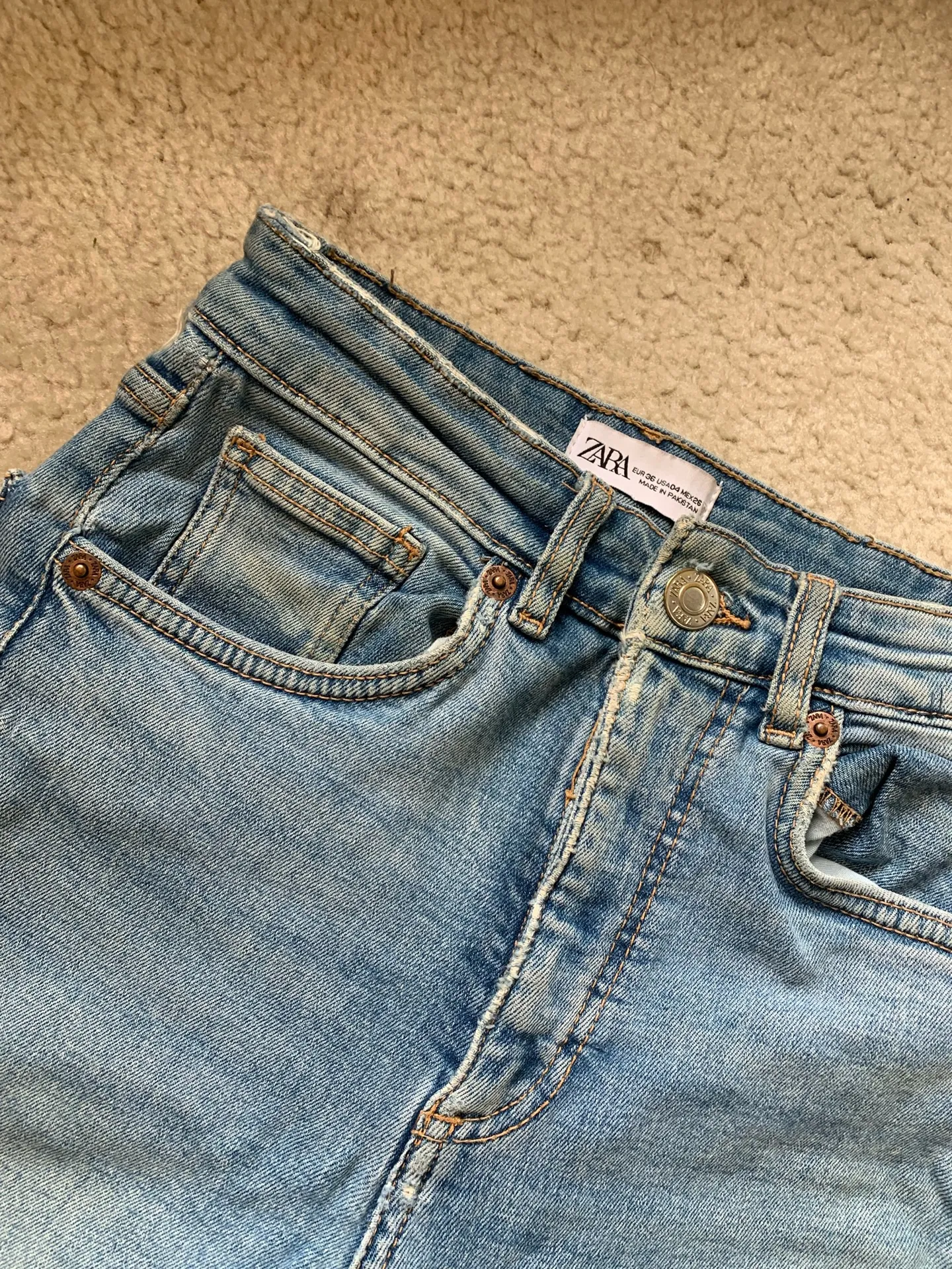 ZARA Straight-Leg Jeans Blue Mid-Rise - Image 2