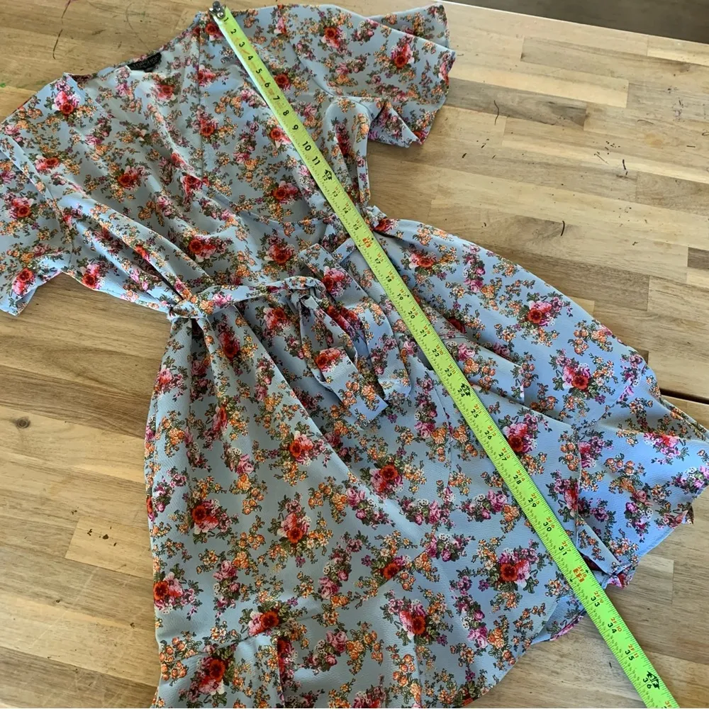 Blue Floral Wrap Dress 10 - Image 4