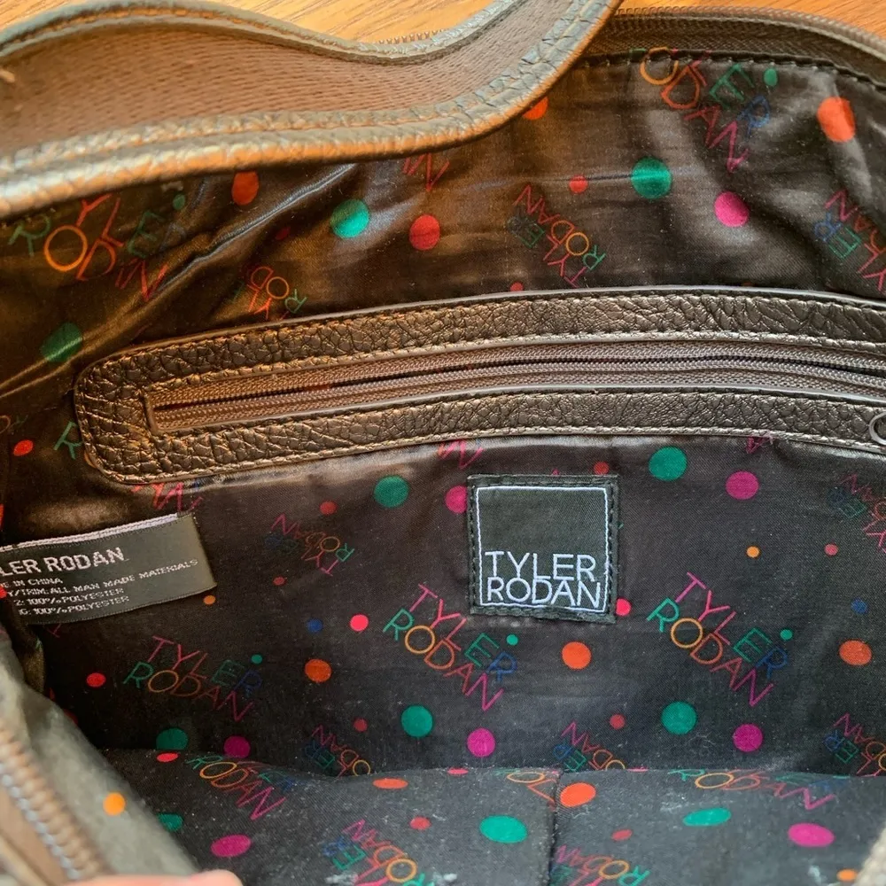 Tyler Rodan Leather Shoulder Bag Brown Purse Women Accessories Medium Fashion Black - Image 3