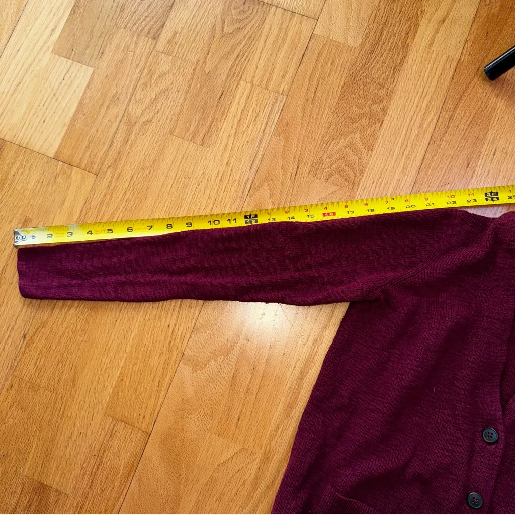 Madewell Women’s Lo-High Ribbed Knit Button Down Cardigan Maroon XS Cozy Cottage - Image 10
