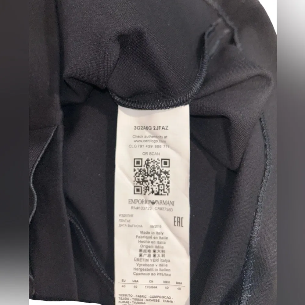 Emporio Armani
V-Neck Faux-Wrap Milano Jersey Dress Size 40 IT = 4 US. Navy - Image 6