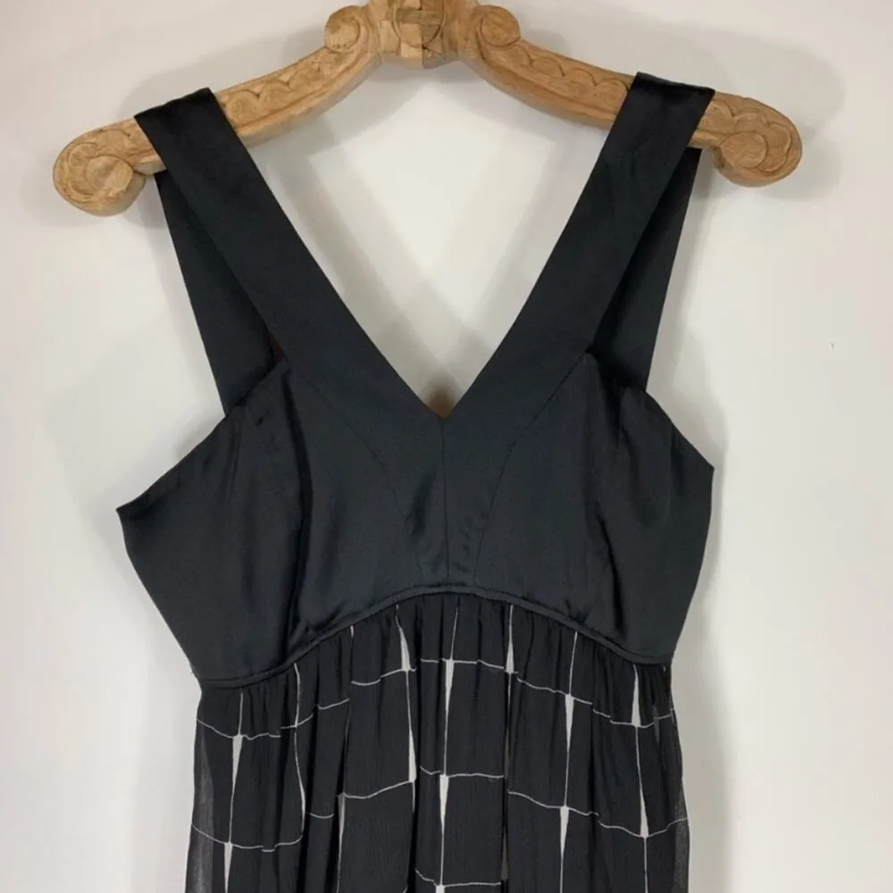 Vintage Express Black Silk Babydoll Dress Plaid Skirt Sz Medium - Image 8