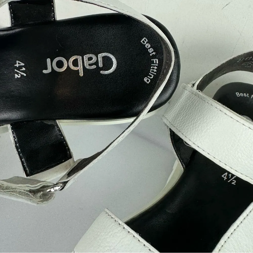 Gabor Leather Strappy Platform Wedge Sandals Sz 7 White Silver - Image 10