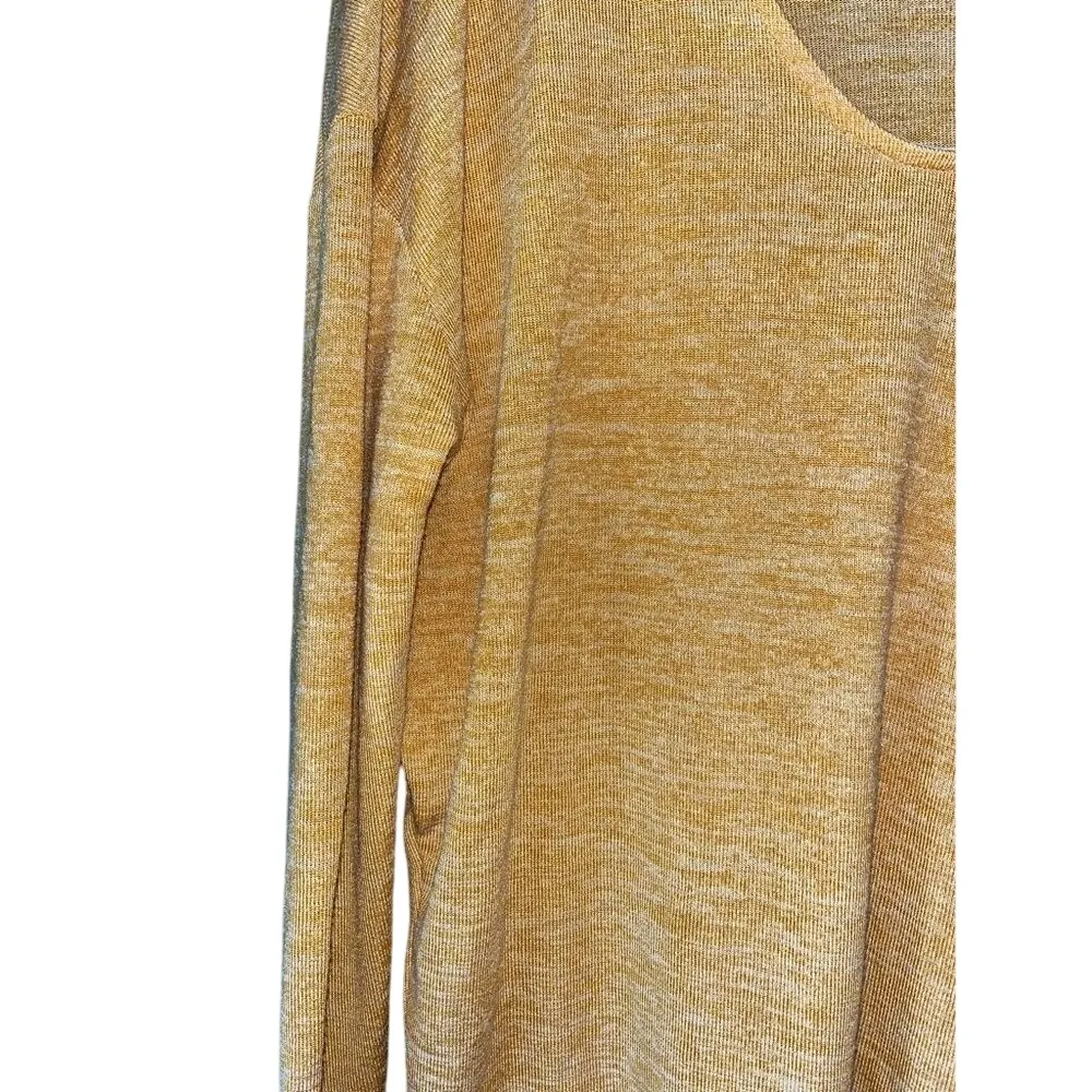 Lightweight V-Neck Long Sleeve Heathered Yellow Sweater Size S Casual Loungewear - Image 2