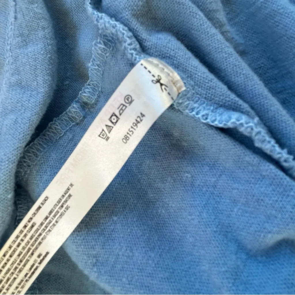 Free People Beach On My Mind Babydoll Cotton Hemp Blue Boho Dress - Image 6