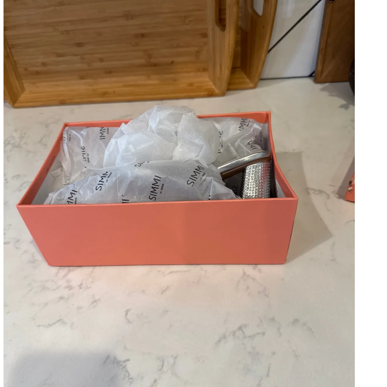 ASOS SIMI LONDON size 10 wide block heeled sandals embellished silver sparkle - Image 8