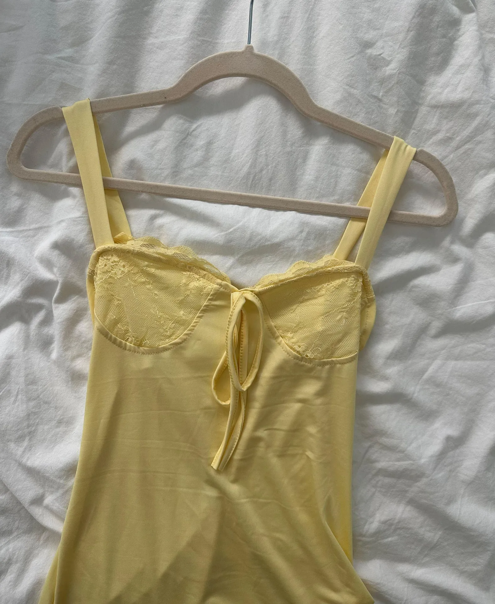Pale Yellow Mini Dress Size XS - Image 3