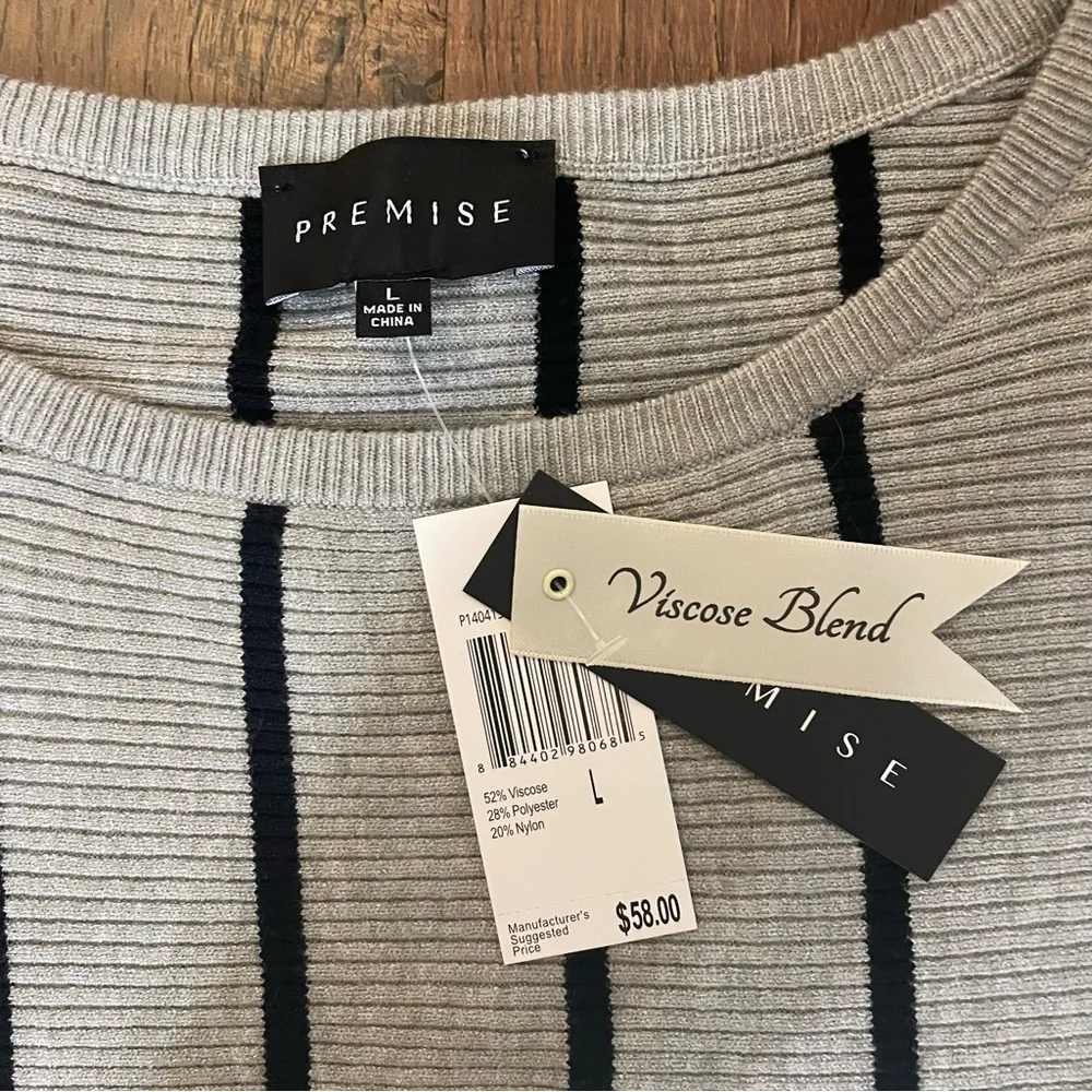 PREMISE dolman sleeve pullover striped sweater, size L, NWT - Image 6