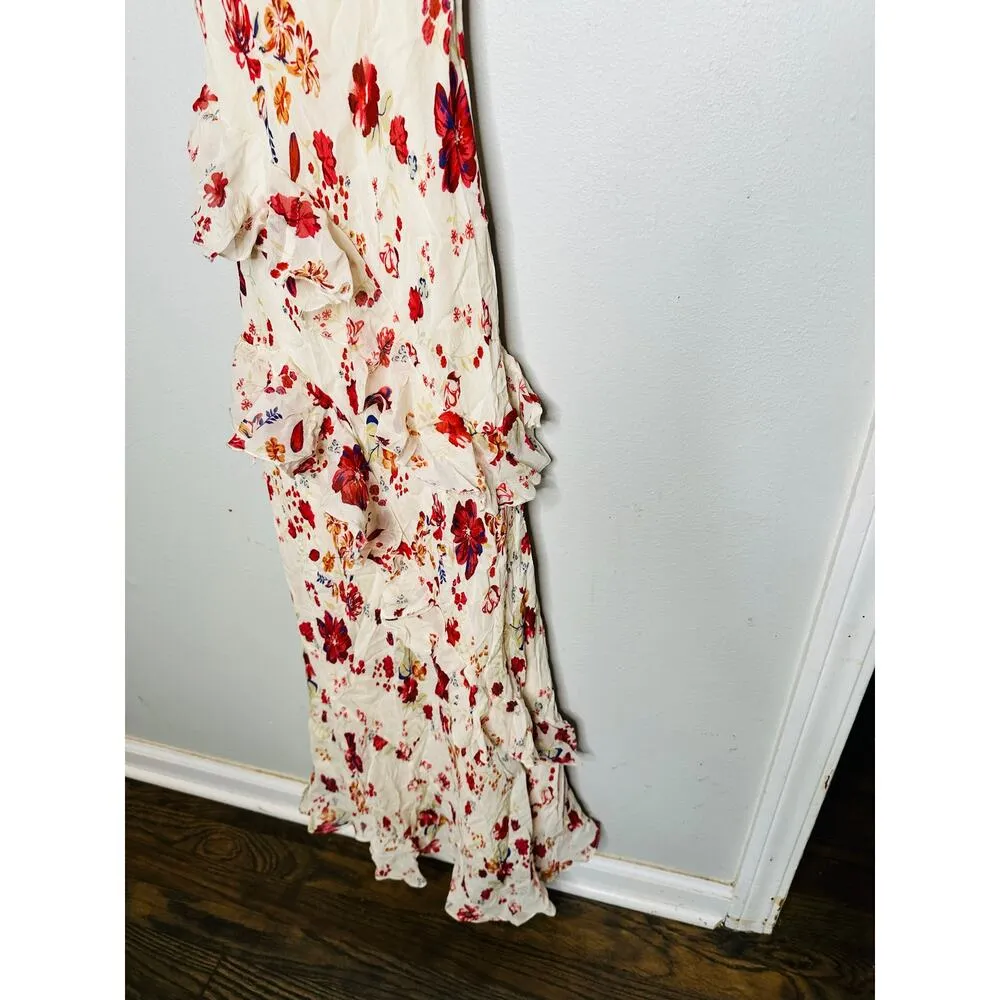 LET ME BE White Pink Floral Sleeveless Ruffle Maxi Dress NWT Size 0P Petite - Image 10